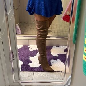 Faux suede lace back Over-the-Knee Boots